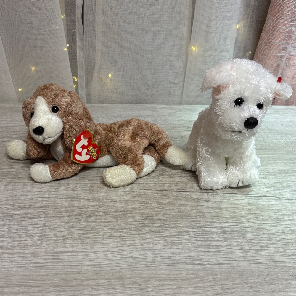 Ty Plush Dogs Set - Brown and White
